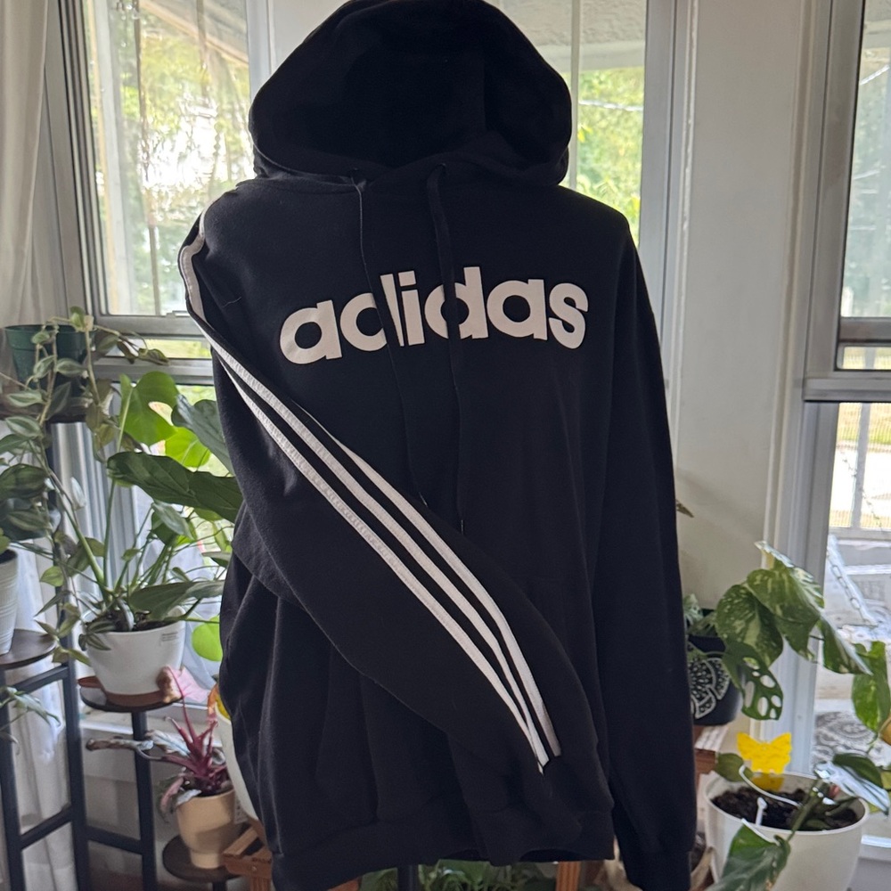 Adidas Black Hoodie with White Accents